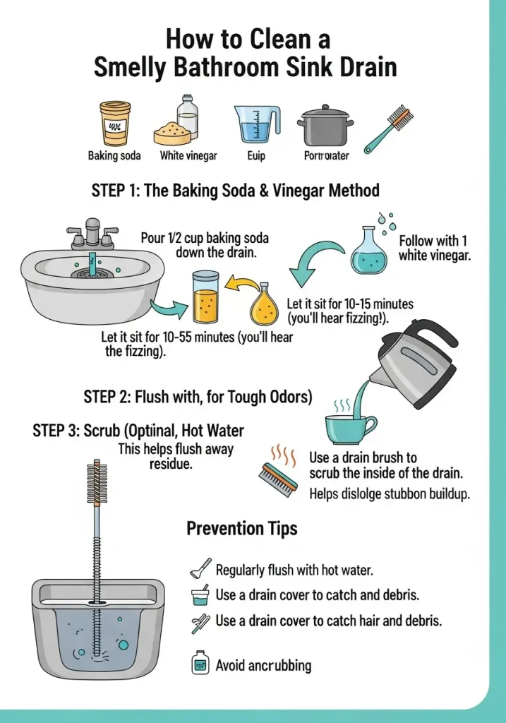 How to Clean a Smelly Bathroom Sink Drain Infographic