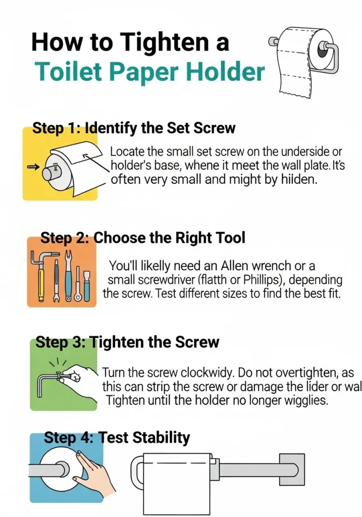 How to Tighten Toilet Paper Holder Infographic